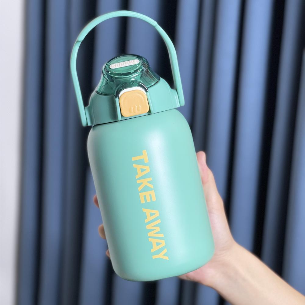 Новая большая вместительная переносная термокружка с пружинной крышкой переносная кастрюля с соломинкой уличный термокружка 850ml